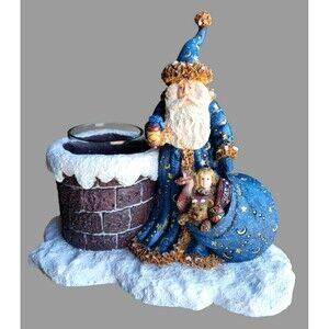 2000 Lang Candles FIGURAL CANDLE HOLDER W/ Glass Insert  "PREPARING FOR A VISIT"